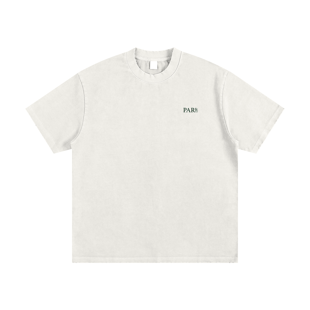 Heavyweight Vintage Washed Frayed T-Shirt White