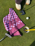 Pink Checkmate Golf Towel