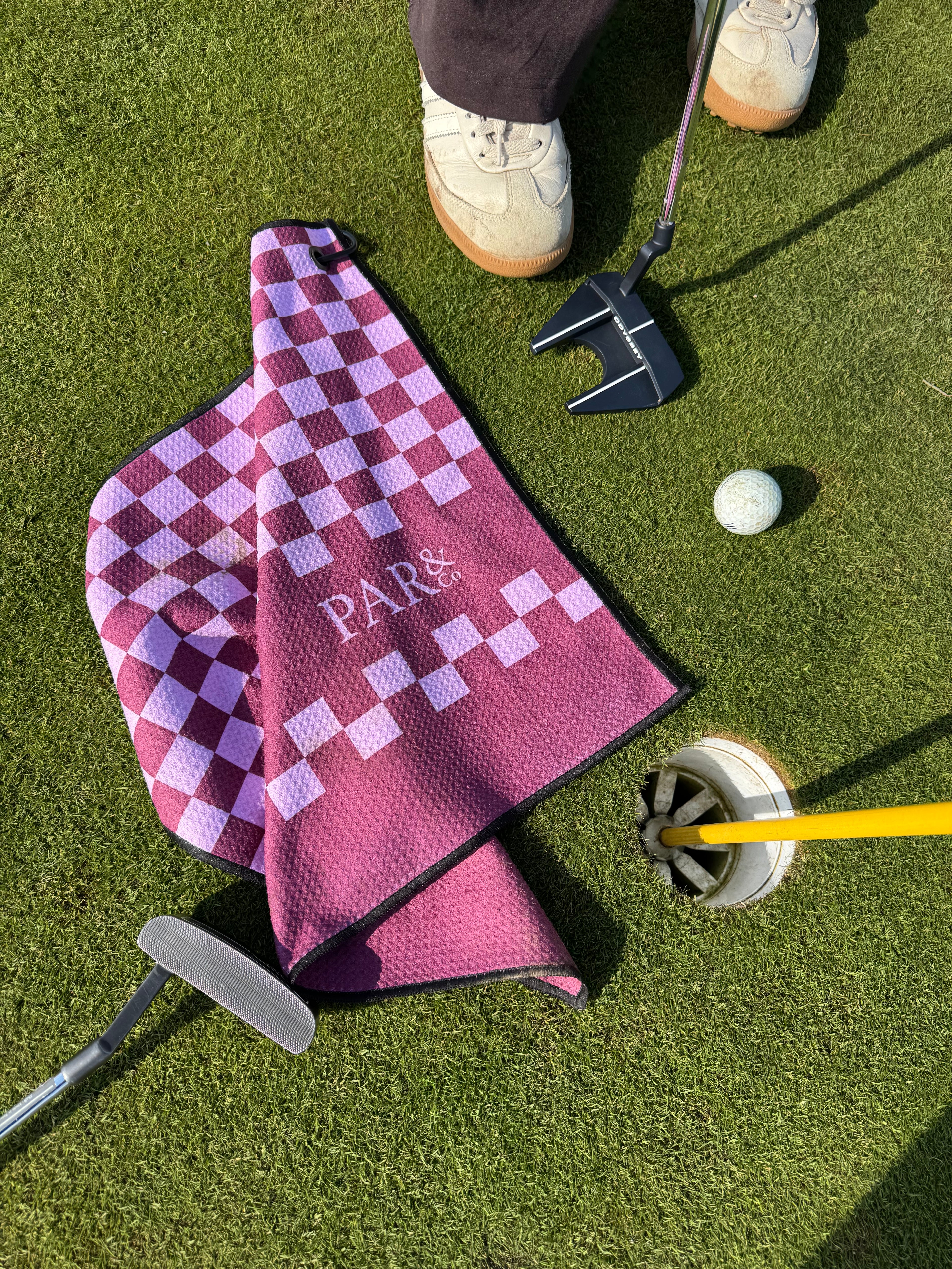 Pink Checkmate Golf Towel