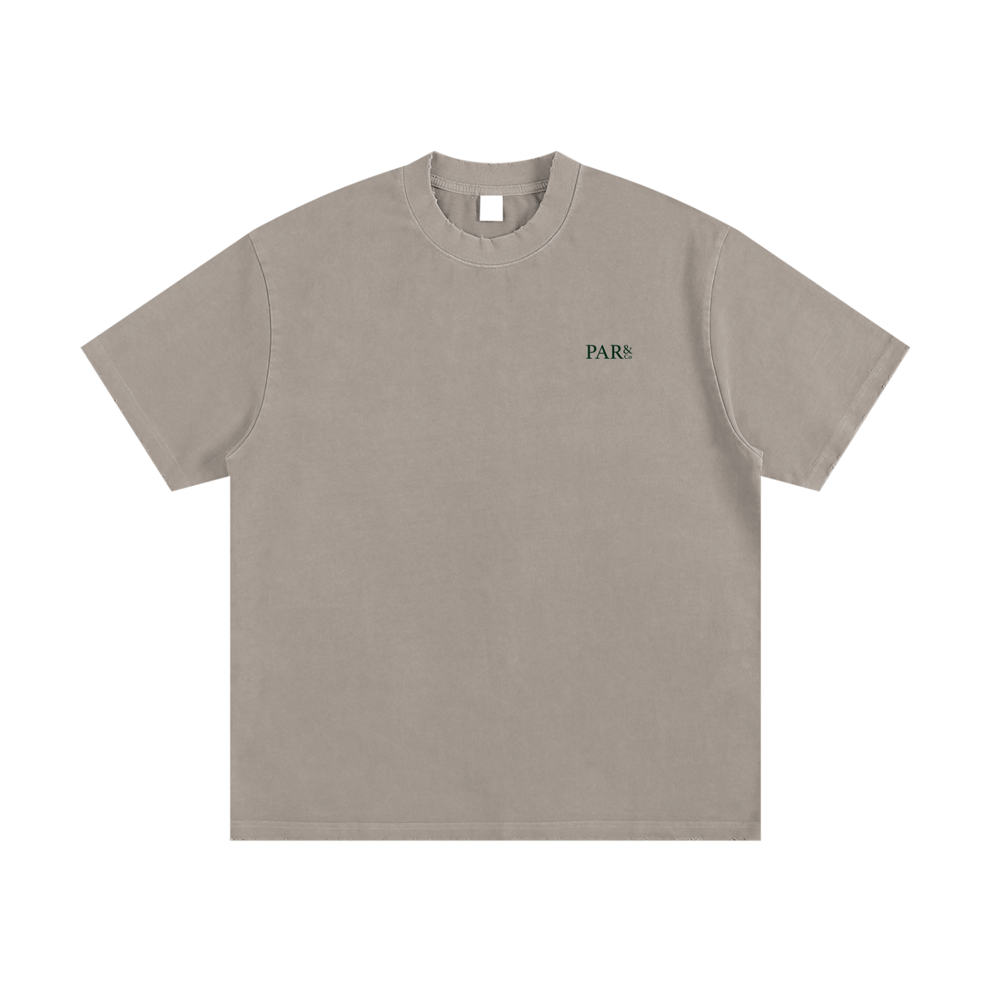 Heavyweight Vintage Washed Frayed T-Shirt Apricot Grey